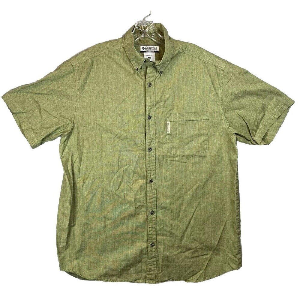 Columbia Sportswear Button Up Shirt Short Sleeve Mens Adult Large Green